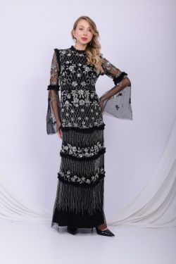 Covent Garden Maxi Flare Sleeved Gown in Black