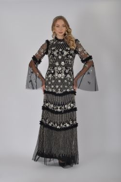 Covent Garden Maxi Flare Sleeved Gown in Black