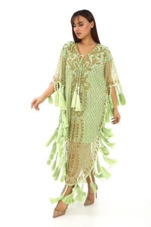 Green Jamilla Kaftan - A Luxe Touch of Serenity